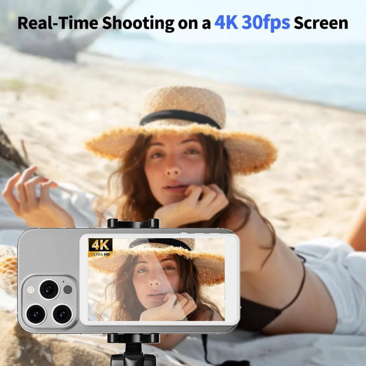 Selfie Monitor Screen 4K Magnetic Back Camera Monitor Wireless Vlog Screen with Remote for Solo Shooting Vlog Live Streaming