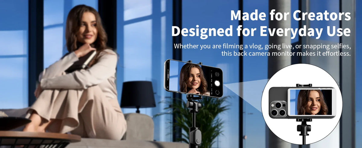 Selfie Monitor Screen 4K Magnetic Back Camera Monitor Wireless Vlog Screen with Remote for Solo Shooting Vlog Live Streaming