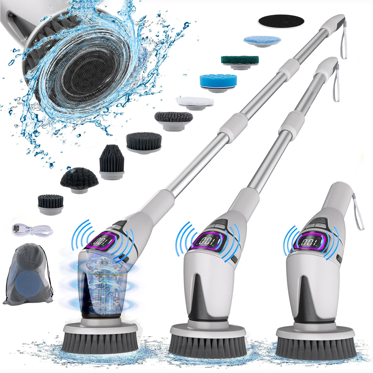 Electric Bathroom Cleaning Brush 10 in 1 Multifunctional Household Wireless Electric Spin Scrubber Cleaning for Kitchen Toilet